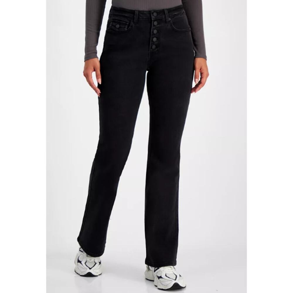 Tinseltown Juniors' Mid-Rise Button-Front Flare-Leg Jeans 5